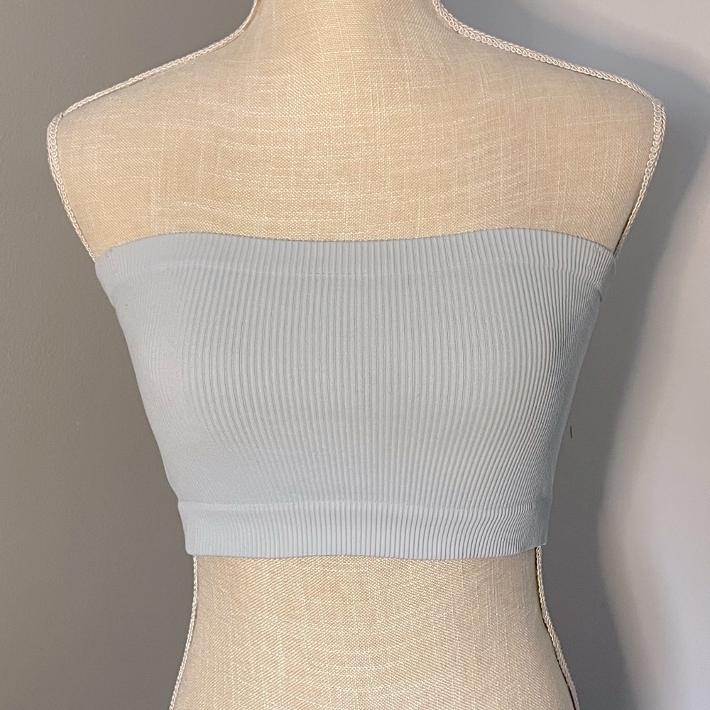 Urban Outfitters Baby Blue Ribbed Tube Crop Top